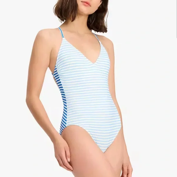 KATE SPADE‎ Radiant Pink, White & Purple Striped One Piece Swimsuit NWT - Picture 7 of 7